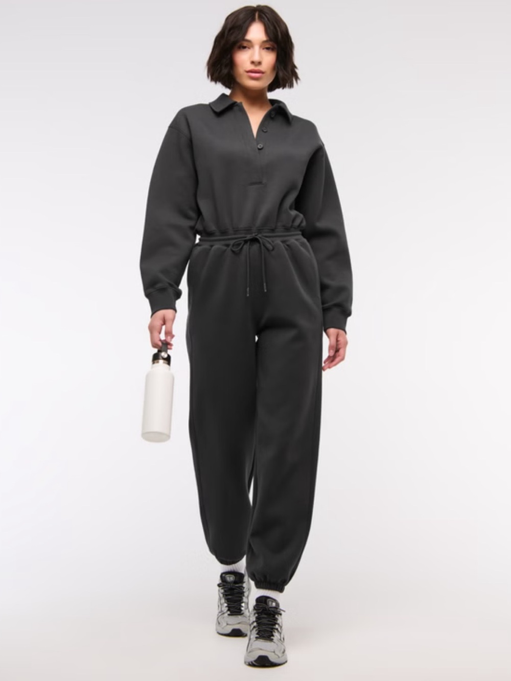 Women's Charcoal Drawstring Jumpsuit